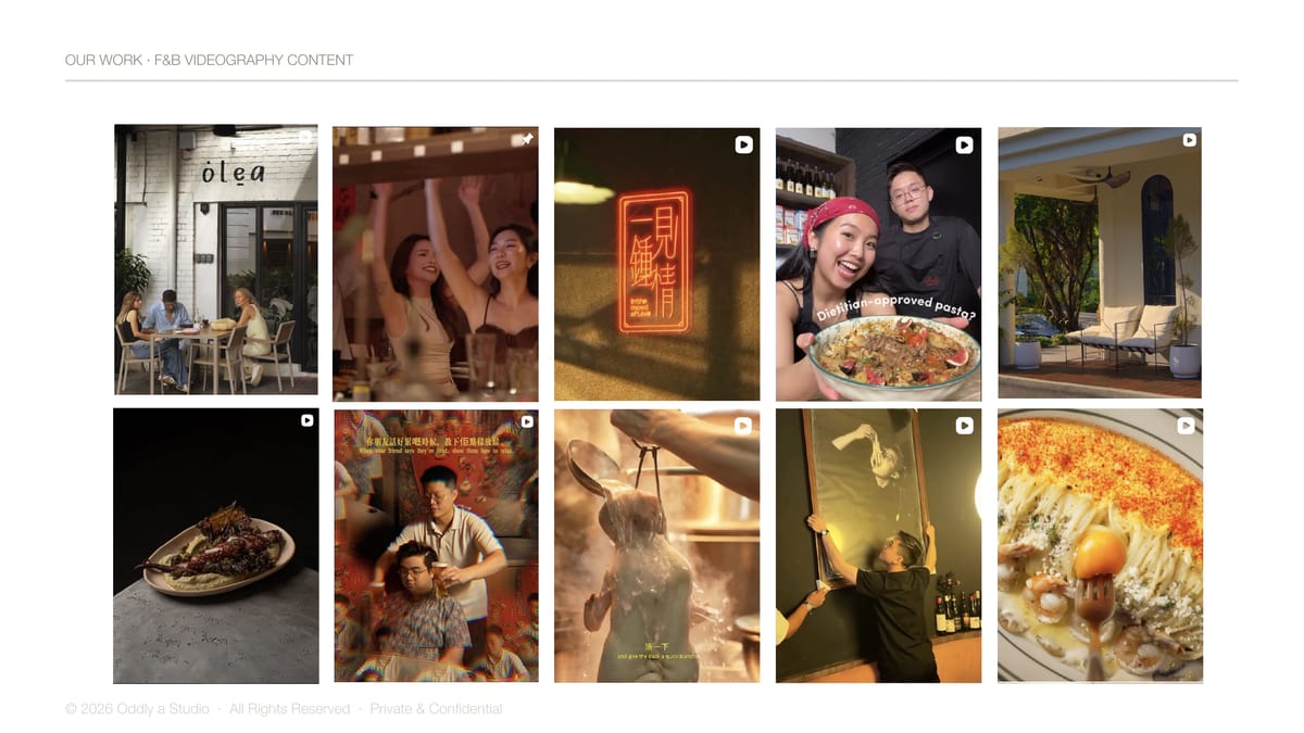 F&B campaign, content and event work by Oddly